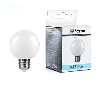 Лампа светодиодная 3Вт 230В E27 6400К G60 матов. LB-371 FERON 25902