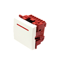 Выключатель одноклавишный с подсветкой, Mosaic 45х45, белый | код LAN-EC45x45-SL11-WH | LANMASTER