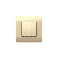 (NEW3-E) Выключатель 2-клавишный с подсветкой, 10А, шампань | код 431396 | CHINT