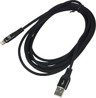 Кабель Digma LIGHT-3M-BRAIDED-BLK USB (m)-Lightning (m) 3м черный | код 1080255 | DIGMA