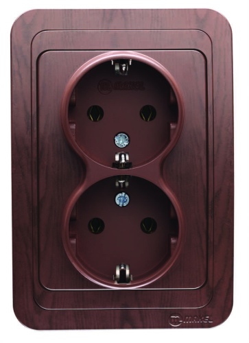Розетка 2-м СП Mimoza 16А IP20 с заземл. орех Makel 24082 Розетка 2-м СП Mimoza 16А IP20 с заземл. орех Makel 24082