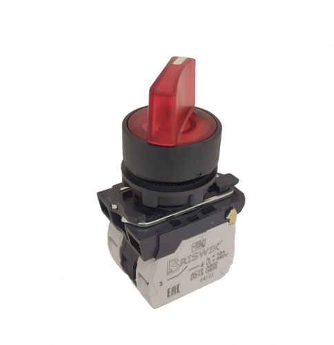 Переключатель Briswik КПЕ 1111 -РЛ 220В красный IP40 УХЛ3 10А 1но+1нз | код aB-XB-0Ai-7221 | Briswik