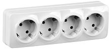 Розетка четырехместная для открытой установки РС24-3-ХБ с заземлением 16А GLORY белый | код ERH41-K01-16 | IEK