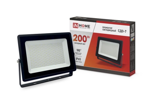 Прожектор светодиодный СДО-7 200Вт 6500К IP65 18000лм 230В черн. | код. 4690612034676 | IN HOME Прожектор светодиодный СДО-7 200Вт 6500К IP65 18000лм 230В черн. | код. 4690612034676 | IN HOME