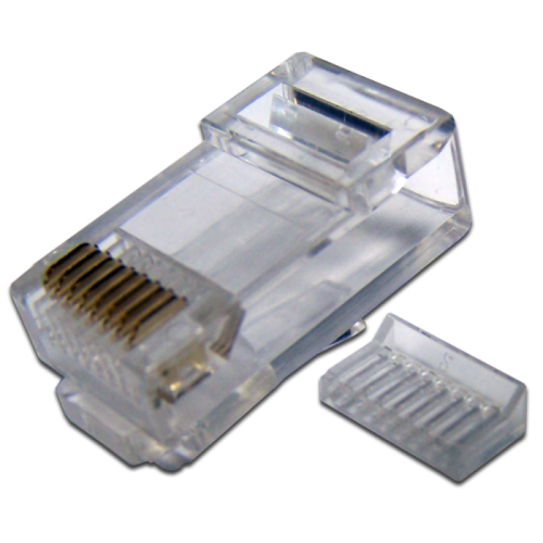 Коннектор RJ45 UTP 8P8C, универсальный, со вставкой, cat.5e, 100 шт. | код TWT-PL45-8P8C-V | TWT