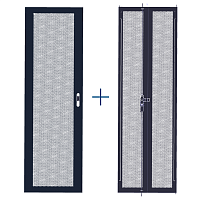 Комплект дверей 37U, 600 мм, черный, передняя - перфорированная, задняя - распашная перфорированная | код TWT-CBB-DR37-6x-S-P1 | TWT