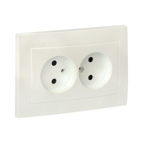 Валенсия лицевая панель розетка 2-местной б/з 10А жемчуг с защ, штор, PROxima | код ESR10-L-102-50 | EKF