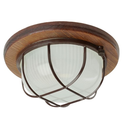 Светильник накладной IP54 220В 60Вт Е27 дерево орех круг с решеткой НБО 03-60-022 11574 FERON 11574
