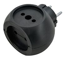 Разветвитель сетевой 10А (тройник) шар РВ-043 10А Si 1/3С-Bl черн. Volsten 13919