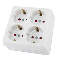 Розетка четырехместная 2П+3 открытой установки IP20 16A с защитными шторками белая Ладога TDM | код SQ1801-0123 | TDM