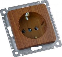 MASTER Розетка одноместная с заземляющим контактом, скрытой установки, в рамку, дуб | код РС16-411-05 | HEGEL