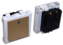 Выключатель 3-контактный, одноклавишный 45х45, бронза | код LAN-EC45x45-S12-BRZ | LANMASTER