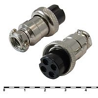 Разъём цилиндрический малогабаритный SZC GX16M-4A, 4 контакта | код 107016 | SZC