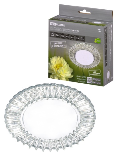 Светильник встраиваемый СВ 03-16 GX53 230В LED подсветка 5 Вт зеркальный/хром TDM | код SQ0359-0152 | TDM