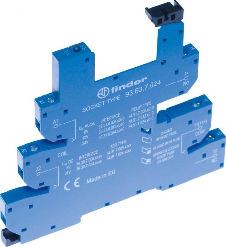 Розетка MasterPLUS с винтовыми клеммами (с зажимной клетью) для реле 34 серии, питание 60В DC, в комплекте пластиковая клипса, опции: LED | код 93637060 | FINDER