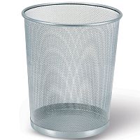 Корзина для бумаг, БОЛЬШАЯ, 20 л, металлическая, серебристая, BRAUBERG Germanium, 231957 | код 231957 | BRAUBERG