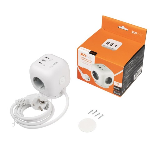 Удлинитель EC-03U-150-wh(3x1,5) зазем., выкл. | код 5060616 | JazzWay