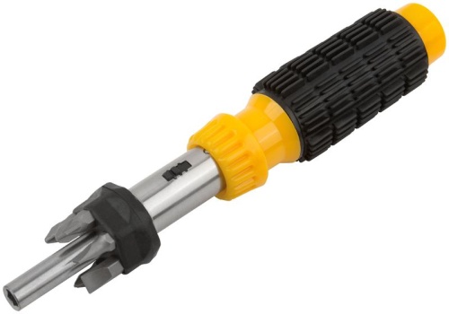 Отвертка реверсивная, 6 CrV бит, желтая ручка с антискользящей накладкой | код 56295 | FIT фото 2