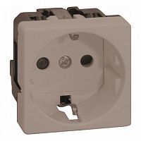Розетка 27, скрытый монтаж, с заземлением, со шторками, серый | код. 27472-67 | Simon
