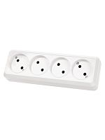 Розетка 4-х местная горизонтальная 2П открытой установки IP20 10A белая Ладога TDM | код SQ1801-0128 | TDM