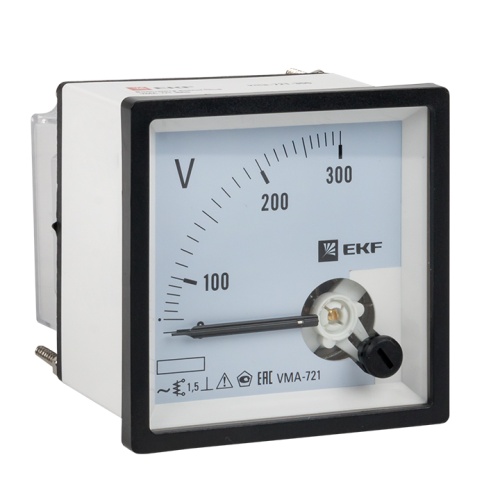 Вольтметр VMA-721 аналоговый на панель (72х72) квадратный вырез 300В прямое подкл, PROxima | код vma-721-300 | EKF Вольтметр VMA-721 аналоговый на панель (72х72) квадратный вырез 300В прямое подкл, PROxima | код vma-721-300 | EKF