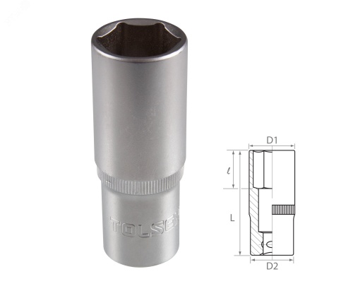 Головка торцевая глубокая шестигранная 1/2'', 15 мм | код TT16565 | Tolsen