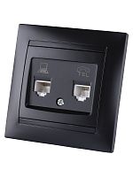 Розетка телефонная RJ11 + компьютерная RJ45 графит Лама TDM | код SQ1815-0619 | TDM