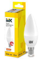 Лампа LED ALFA C35 свеча 8Вт 230В 3000К E14 (6шт) IEK | код LLA-C35-8-230-30-E14-6 | IEK