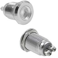 Индикатор антивандальный RUICHI GQ12D-R, белый, M12, IP65, никелированная латунь | код 114124 | Ruichi