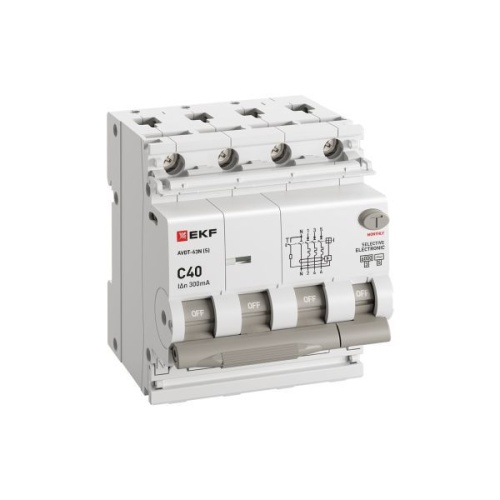 Автоматический выключатель дифференциального тока селективный АВДТ-63N (S) 3P+N 40А 300мА характеристика C тип AC электронный 6кА PROXIMA EKF | код D63N46ES40C300 | EKF фото 3 Автоматический выключатель дифференциального тока селективный АВДТ-63N (S) 3P+N 40А 300мА характеристика C тип AC электронный 6кА PROXIMA EKF | код D63N46ES40C300 | EKF фото 3