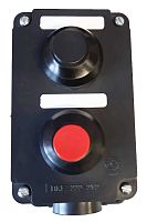 Пост управления ПКЕ 222-2 У2, 10А, 660В, 2 элемента, чёрный и красный цилиндр (с протектором), накладной, IP54 (ЭТ) | код ET012026 | Электротехник