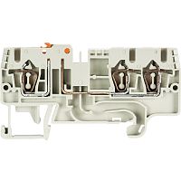 Клемма с ножевым размыкателем, 3 точки подключения, тип фиксации провода: пружинный, номинальное сечение: 2,5 мм кв., 20A, 630V, ширина: 5 мм, цвет: серый, тип монтажа: DIN 35 | код 56.703.5455.0 | Wieland