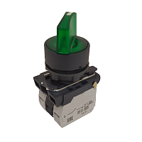 Переключатель КПЕ1111РЛ-220В-зеленый-1но+1нз-ручка-фикс-2поз-индикатор-IP40 | код 309580 | КЭАЗ