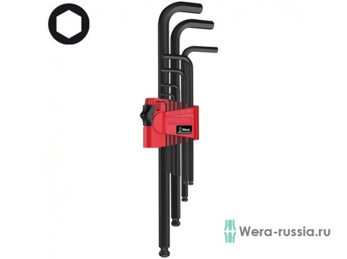 Набор Г-образных ключей 950/9 Hex-Plus BlackLaser 6, с шаром, 1.5 - 10 мм, 9 предметов | код WE-022086 | Wera Набор Г-образных ключей 950/9 Hex-Plus BlackLaser 6, с шаром, 1.5 - 10 мм, 9 предметов | код WE-022086 | Wera