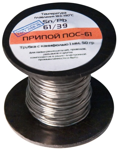 Припой пос-61 с канифолью (100 г) | код 60590 | FIT Припой пос-61 с канифолью (100 г) | код 60590 | FIT