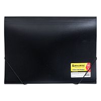 Папка на резинках BRAUBERG Business, А4, 6 отделений, пластиковый индекс, черная, 0,5 мм, 224145 | код 224145 | BRAUBERG