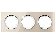 Рамка горизонтальная стеклянная тройная, цвет бежевый | код 2234931 | OneKeyElectro