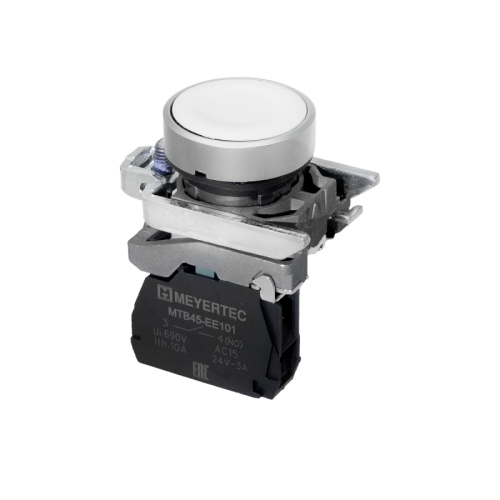 Кнопка плоская белая, 1NO, IP65, металл MTB4-BA11 | код 137115 | MEYERTEC