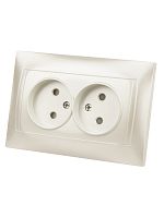 Розетка двойная 2П 10А 250В с защ. шт. перламутр Лама TDM | код SQ1815-0812 | TDM