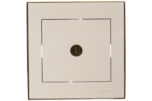 Розетка RAIN ТВ оконечная белая с боковой вставкой золото | код 703-0226-130 | Lezard