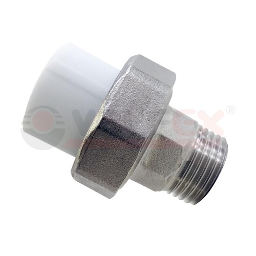 Муфта УСИЛЕННАЯ комб.разъём.(американка) с наружной резьбой 20х1/2" белая | код 10156015У | VALFEX Муфта УСИЛЕННАЯ комб.разъём.(американка) с наружной резьбой 20х1/2" белая | код 10156015У | VALFEX