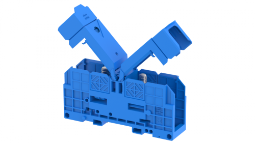 Клемма проходная болтовая 150 мм2, на высокие токи, на 2 подключения, с защитными крышками, синяя SPT150XL-BLUE | код 4313450001 | Elmex Клемма проходная болтовая 150 мм2, на высокие токи, на 2 подключения, с защитными крышками, синяя SPT150XL-BLUE | код 4313450001 | Elmex