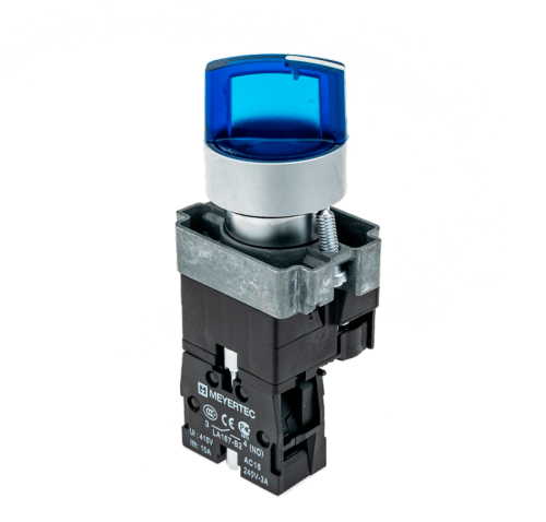 Переключатель с LED подсветкой, 24V AC/DC , синий, 3 полож. 1NO, фикс., мет. MTB2-BK3661 | код 58222 | MEYERTEC Переключатель с LED подсветкой, 24V AC/DC , синий, 3 полож. 1NO, фикс., мет. MTB2-BK3661 | код 58222 | MEYERTEC