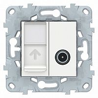 Розетка TV+RJ45 Cat.6 UNICA NEW, одиночная, белый | код. NU547018 | Schneider Electric