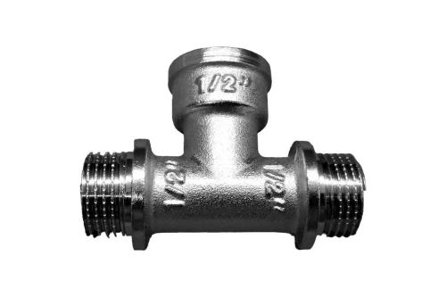 Тройник НВН 1/2'х1/2'х1/2' переходной, никелированный | код BFN-011-701 | Aquadeel Тройник НВН 1/2'х1/2'х1/2' переходной, никелированный | код BFN-011-701 | Aquadeel