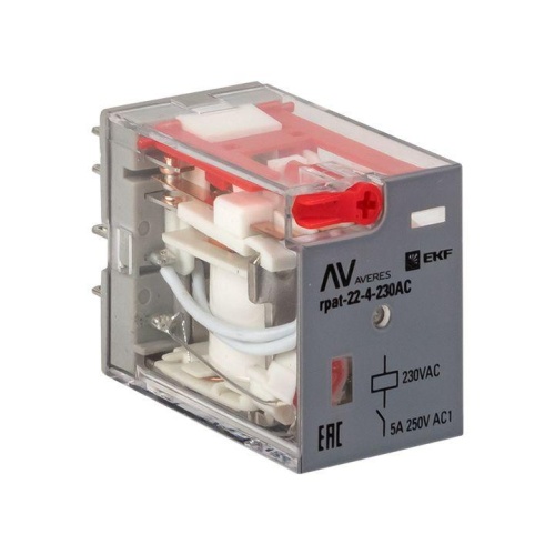 Реле промежуточное с кнопкой и мех, Индикацией RPAt 22/4 5A 230В AC AVERES | код rpat-22-4-230AC | EKF Реле промежуточное с кнопкой и мех, Индикацией RPAt 22/4 5A 230В AC AVERES | код rpat-22-4-230AC | EKF