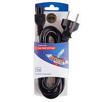 Шнур сетевой Евро 3х0.75мм кв 1.8М (PVC) (с заземлением) (для питания ноутбука) REXANT | код 06-3255 | REXANT