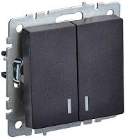 BRITE Выключатель 2-клавишный с индикацией 10А ВС10-2-1-БрЧ черный | код BR-V20-1-10-K02 | IEK