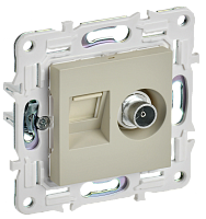 SKANDY Роз. двойная TV+RJ45 кат.5E SK-A14B беж. IEK | код SK-AK20-1-K10 | IEK