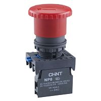 Кнопка упр. Грибок ?40мм NP8-20ZS/14 фикс., красн., 2НО, IP65 (R) | код 667216 | CHINT